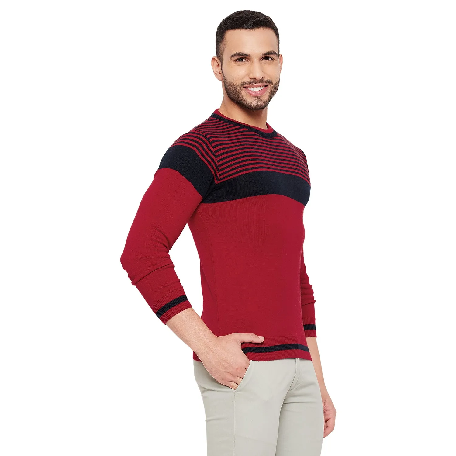 Duke Stardust Men Full Sleeve Striped Sweater (SDS8101)