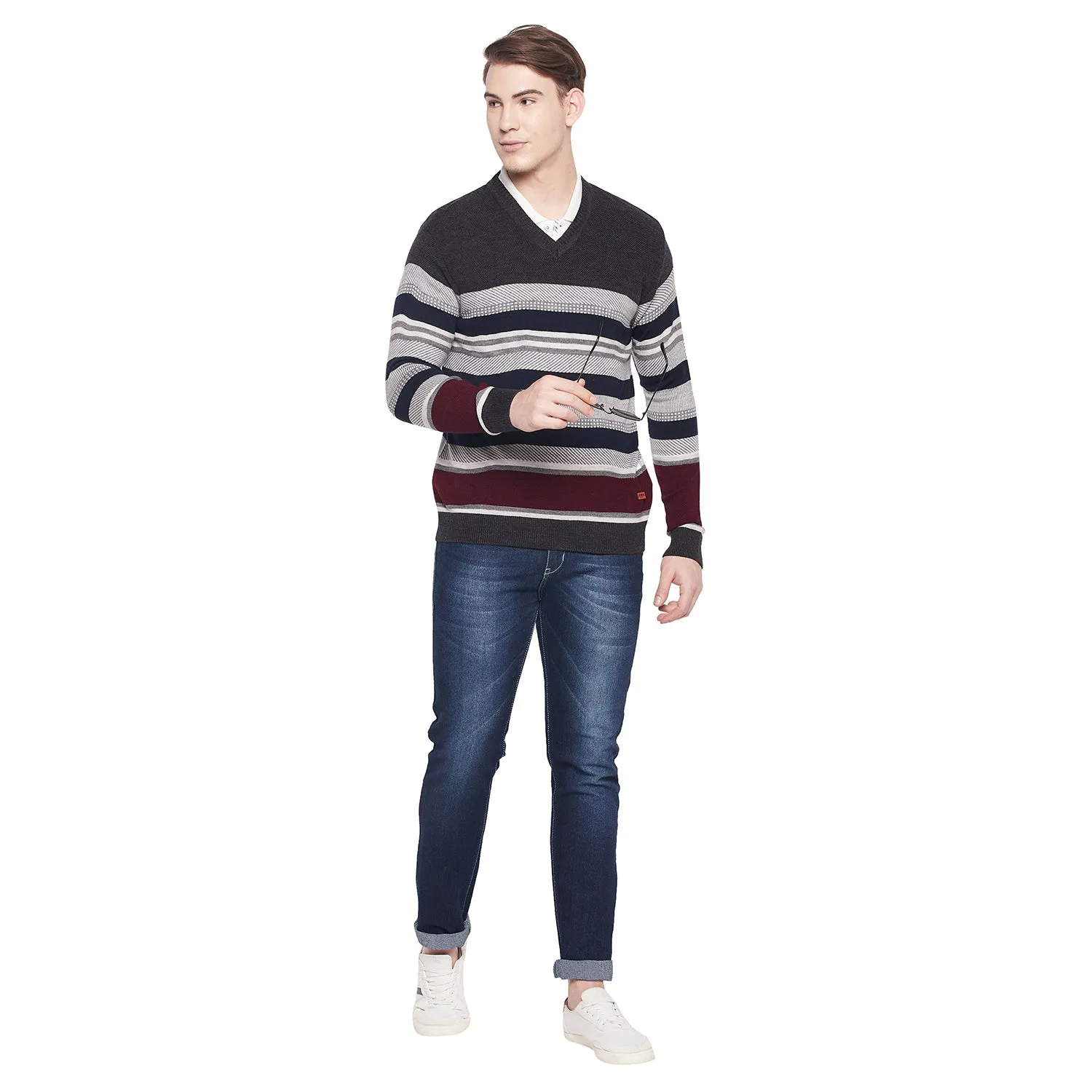 Duke Stardust Men Full Sleeve V Neck Sweater (SDS2044)