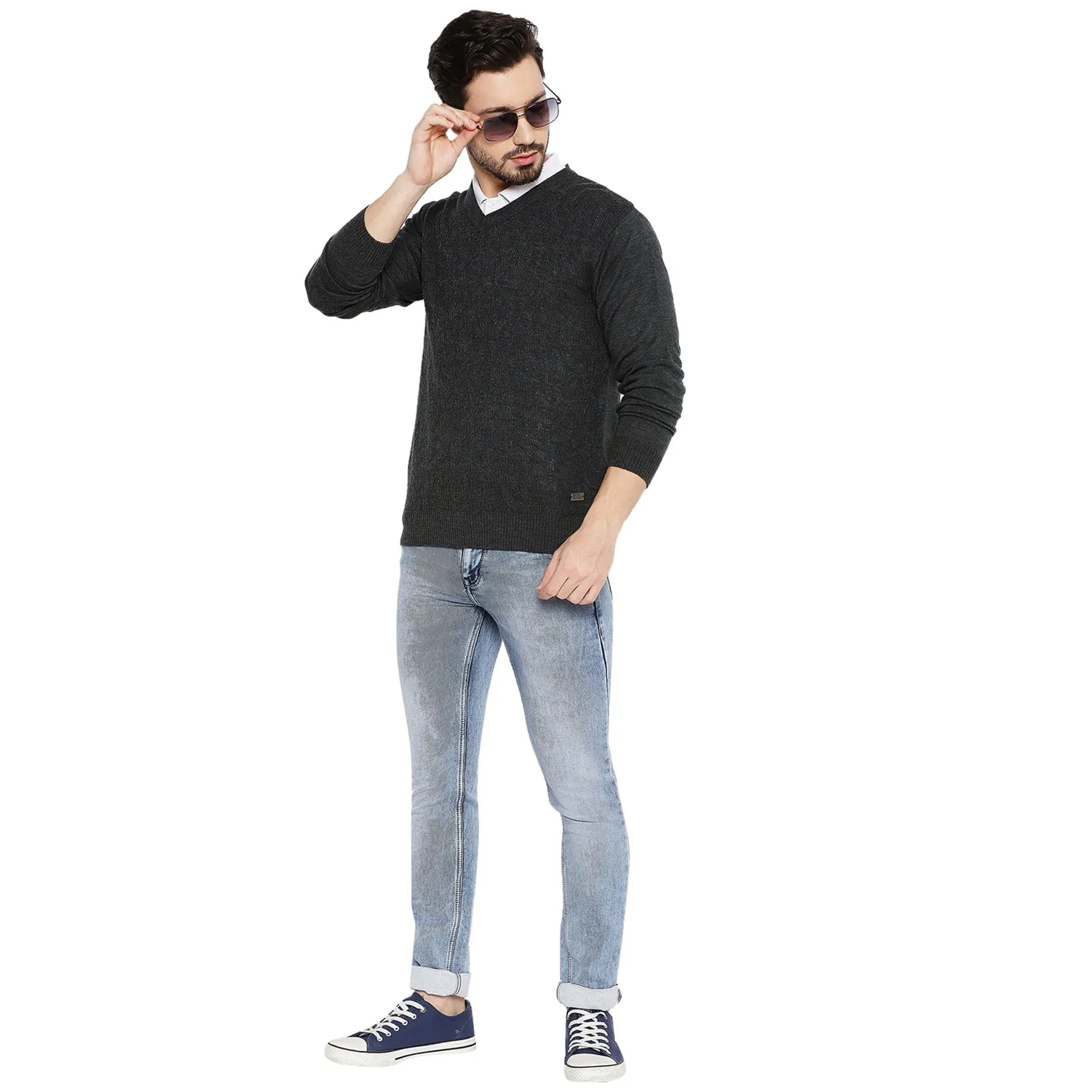 Duke Stardust Men Full Sleeve V Neck Sweater (SDS2048)
