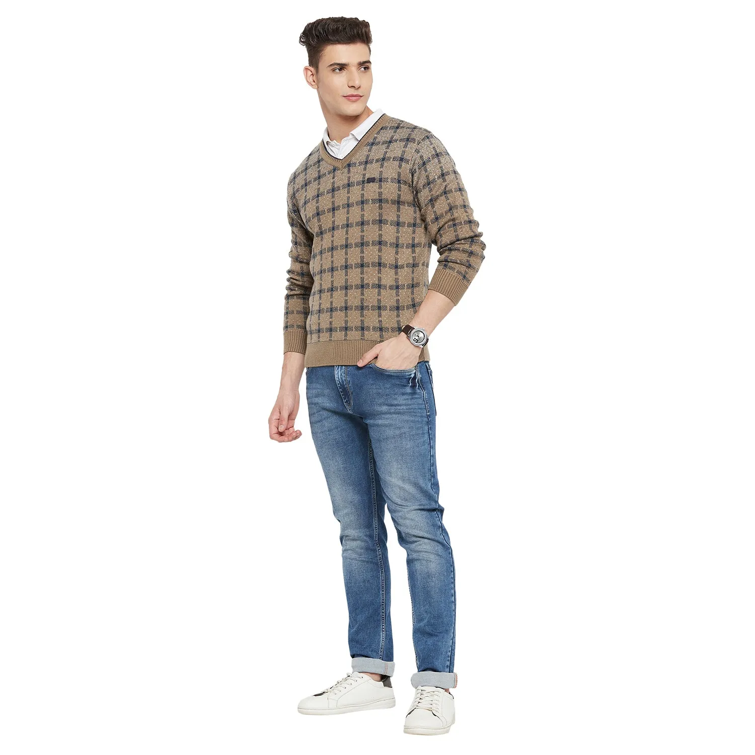 Duke Stardust Men Full Sleeve V Neck Sweater (SDS2049)