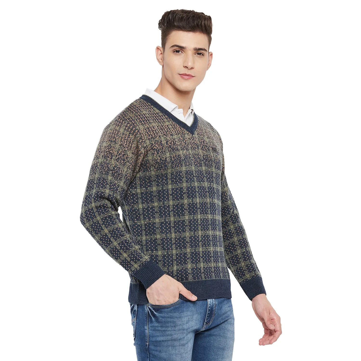 Duke Stardust Men Full Sleeve V Neck Sweater (SDS2049)