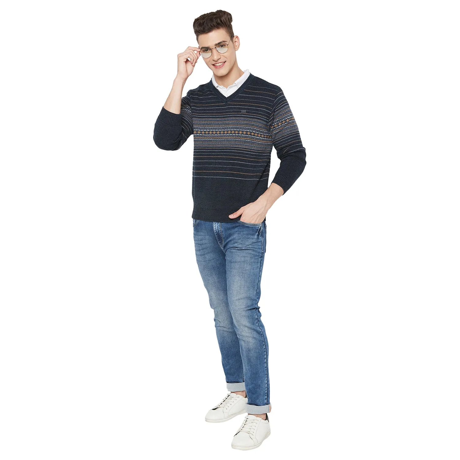 Duke Stardust Men Full Sleeve V Neck Sweater (SDS2050)