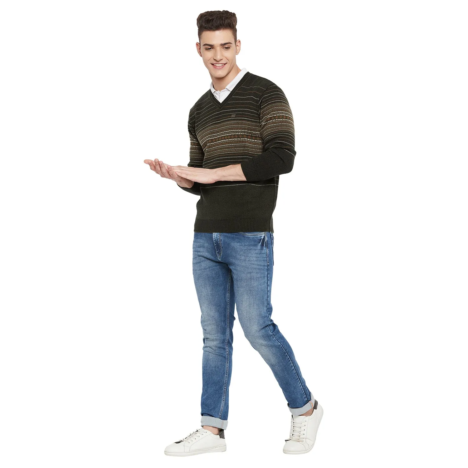 Duke Stardust Men Full Sleeve V Neck Sweater (SDS2050)