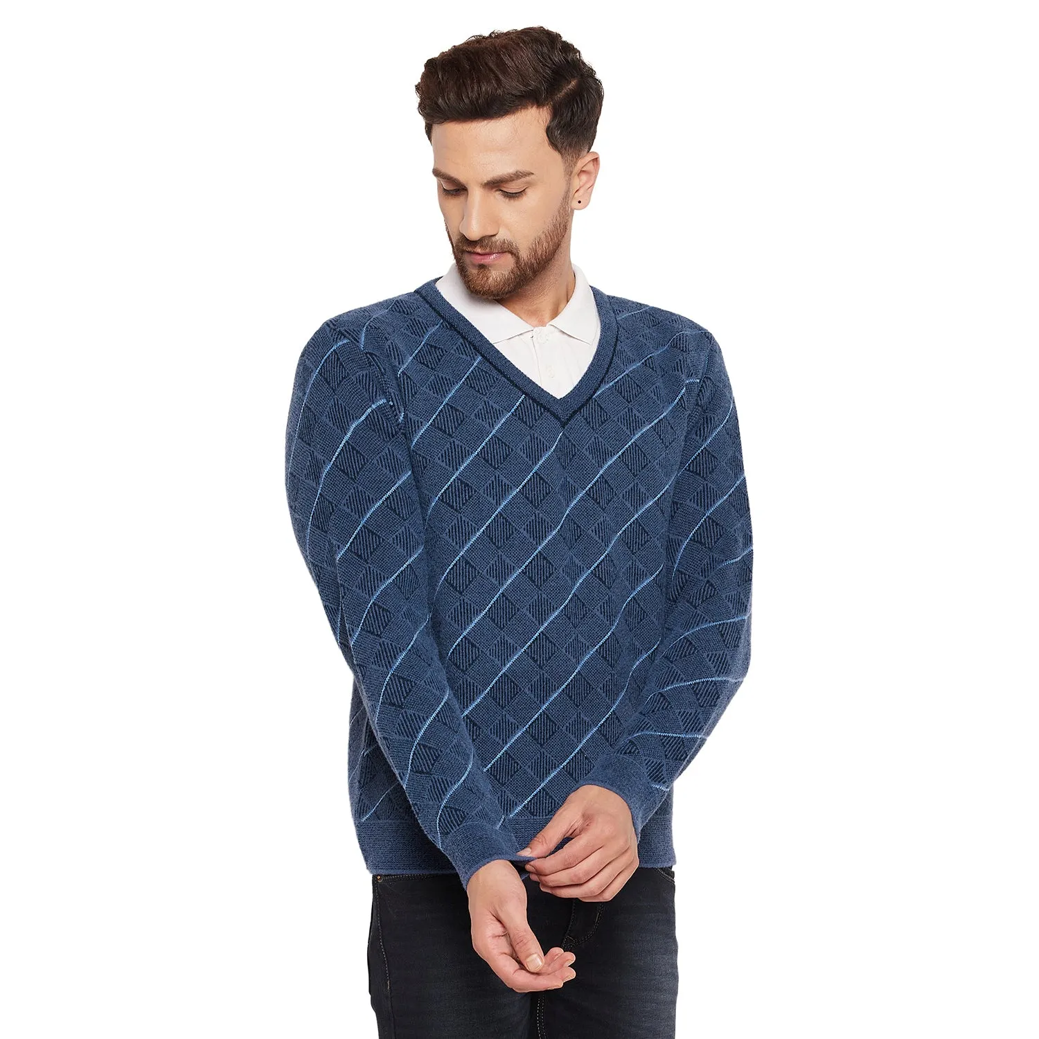 Duke Stardust Men Full Sleeve V-Neck Sweater (SDS2052)