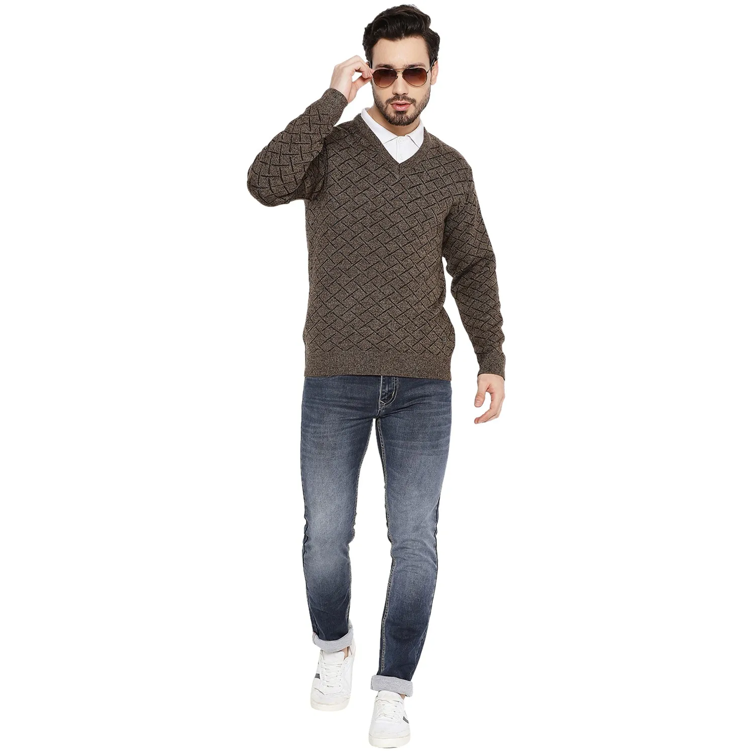 Duke Stardust Men Full Sleeve V Neck Sweater (SDS2055)