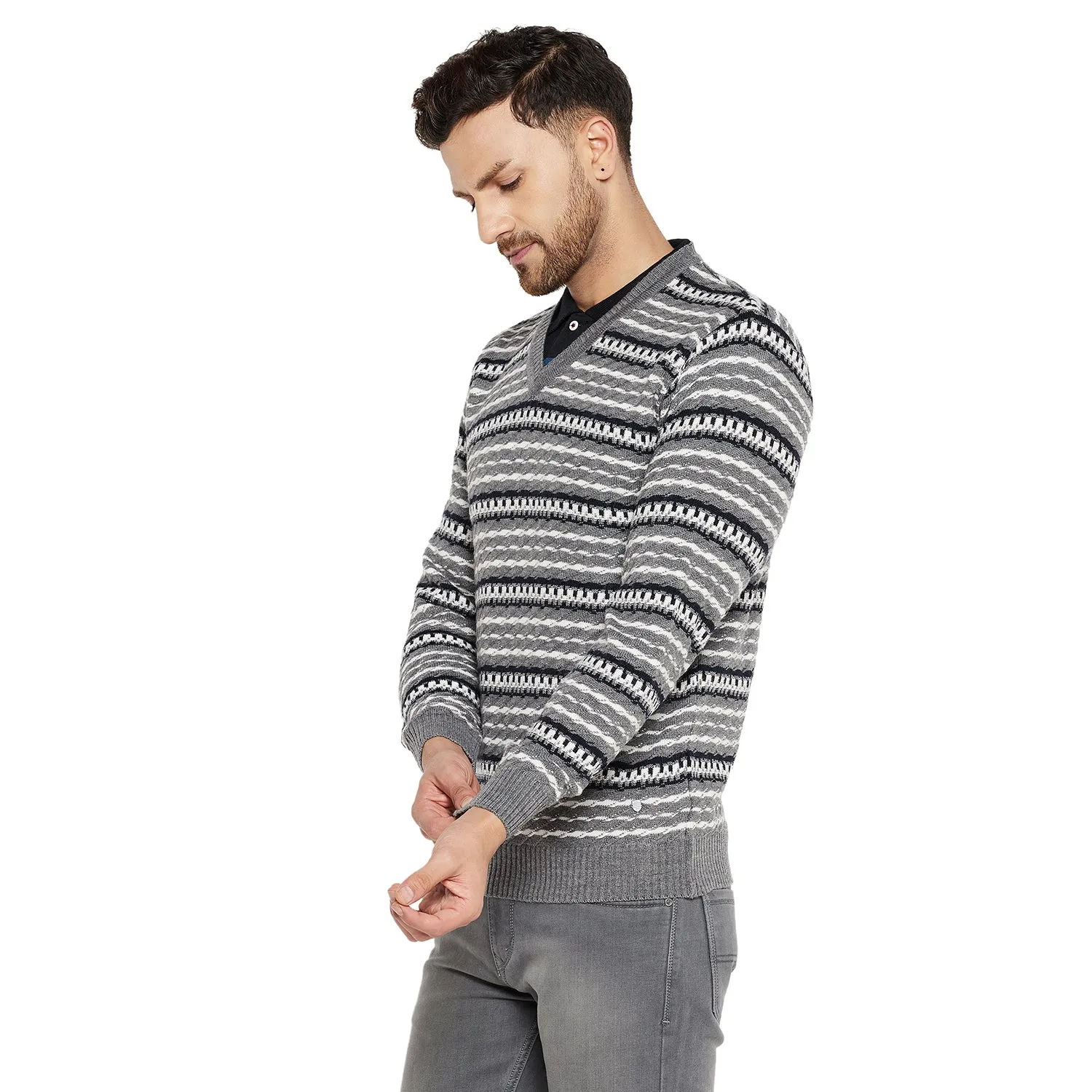 Duke Stardust Men Full Sleeve V Neck Sweater (SDS2056)