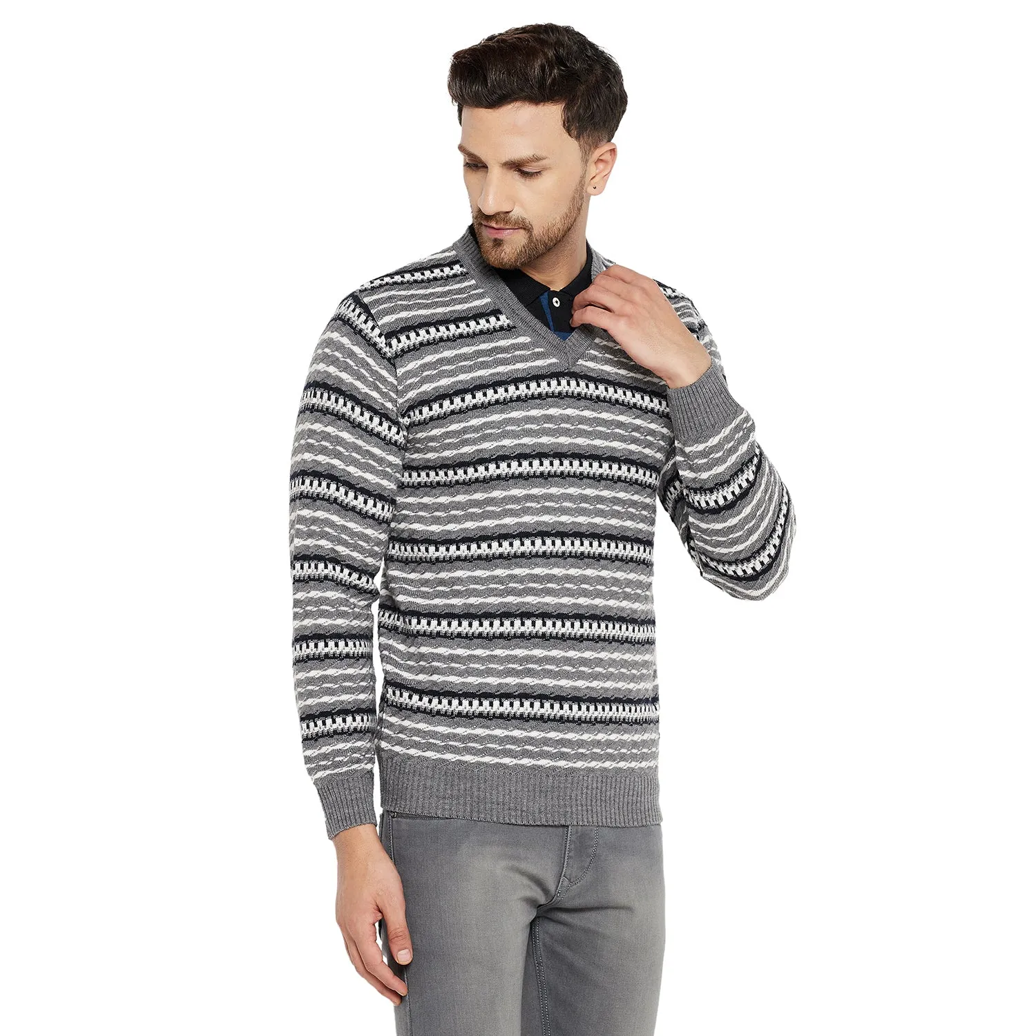 Duke Stardust Men Full Sleeve V Neck Sweater (SDS2056)