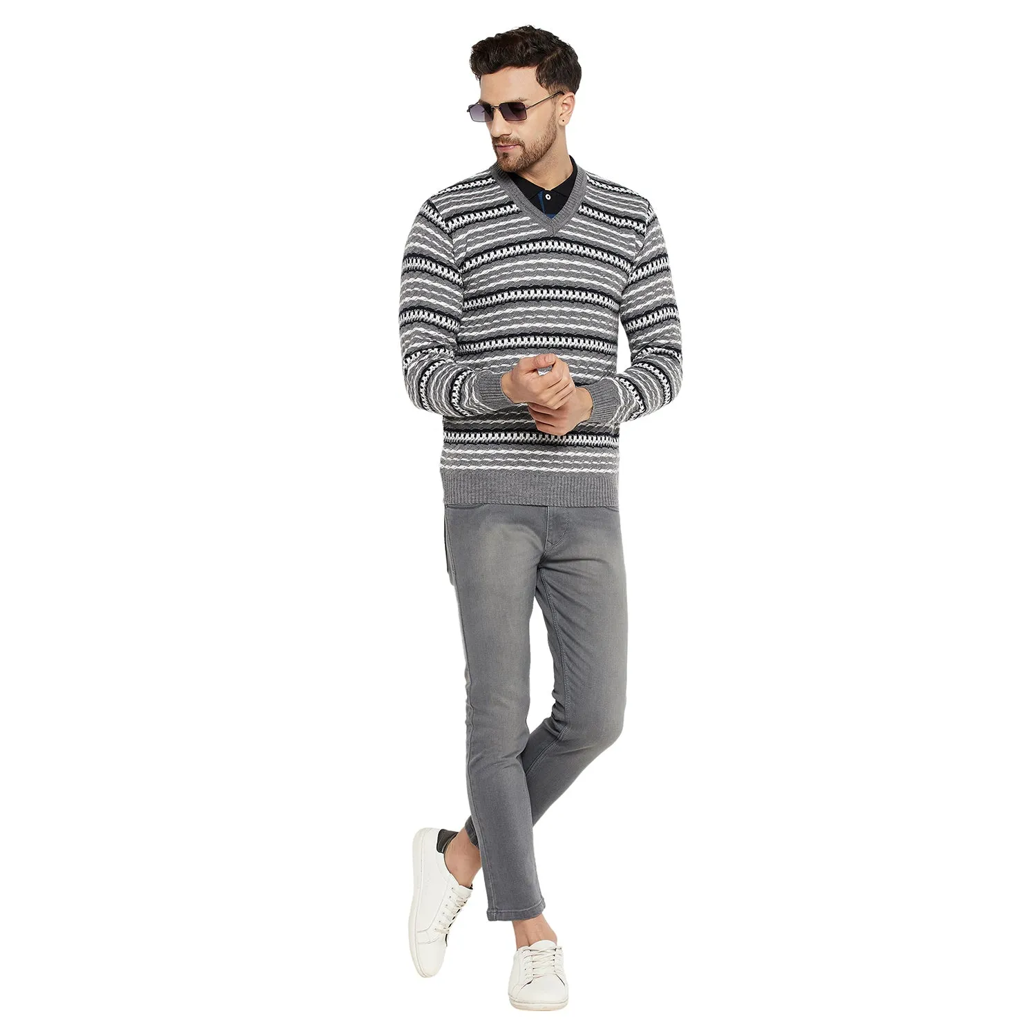 Duke Stardust Men Full Sleeve V Neck Sweater (SDS2056)