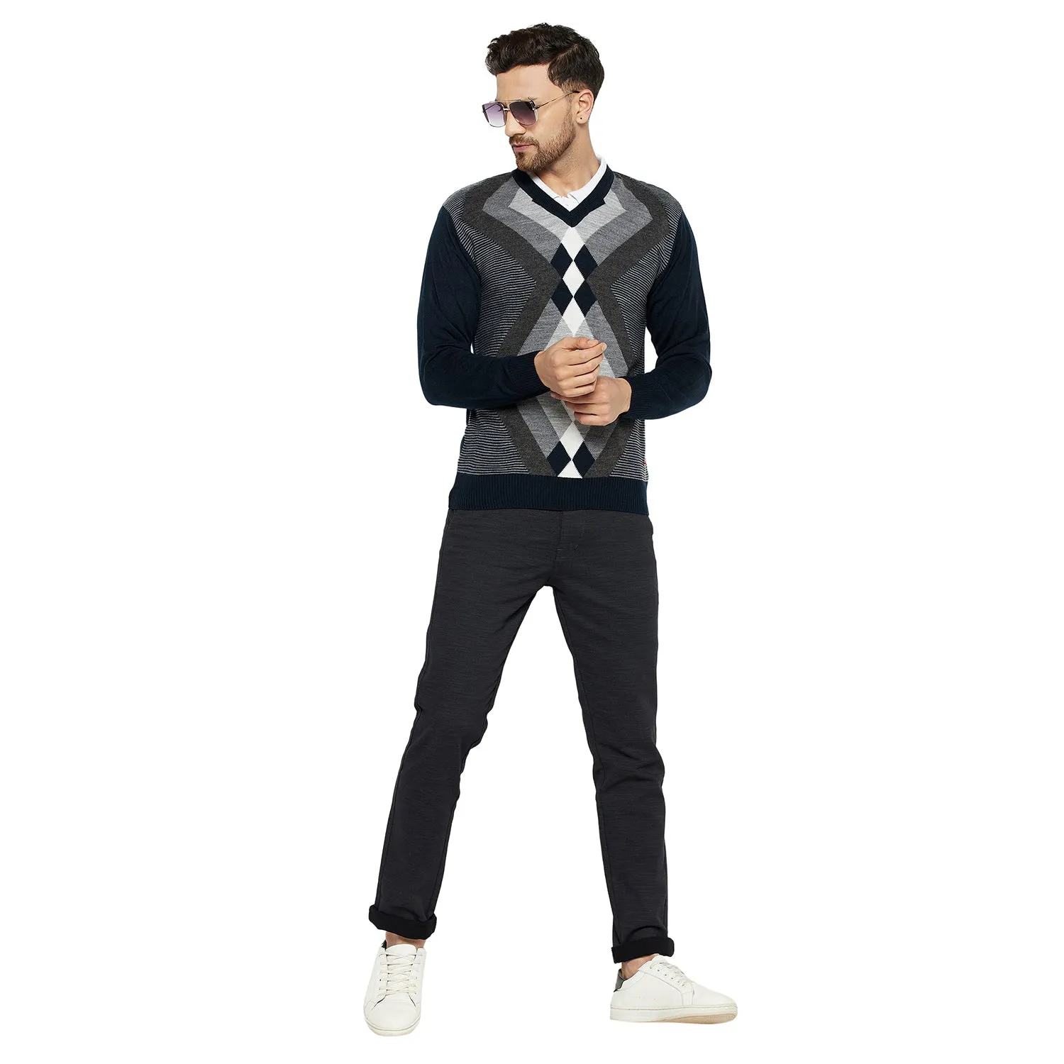 Duke Stardust Men Full Sleeve V Neck Sweater (SDS2057)