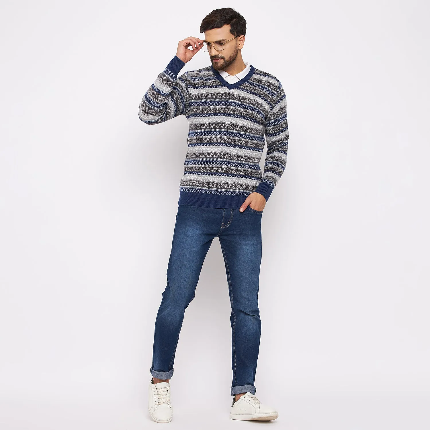 Duke Stardust Men Full Sleeve V-Neck Sweater (SDS2060)