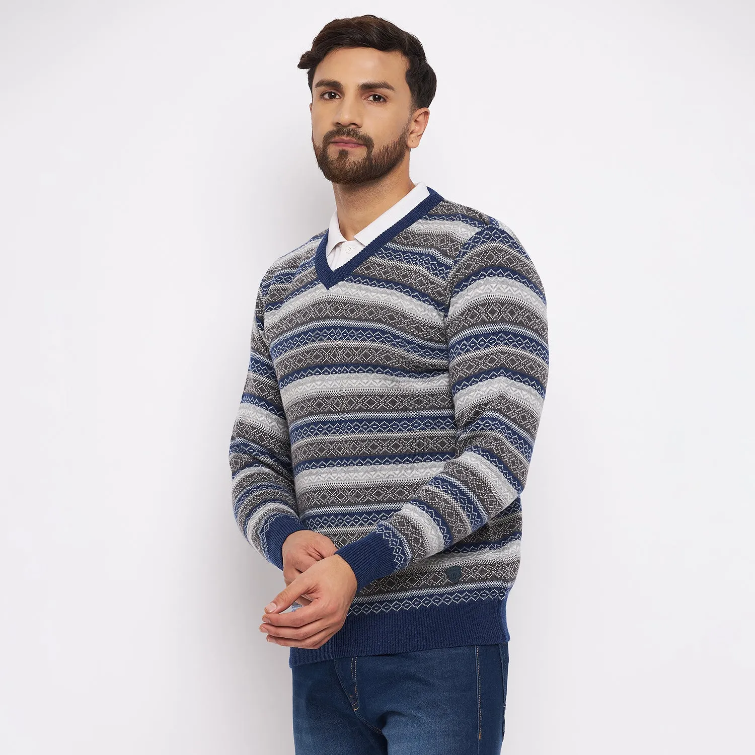Duke Stardust Men Full Sleeve V-Neck Sweater (SDS2060)
