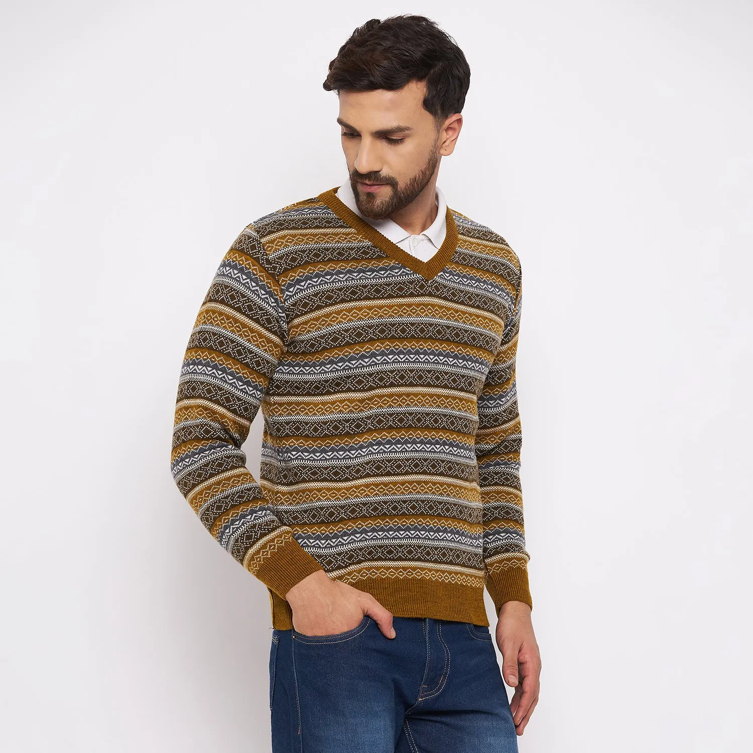 Duke Stardust Men Full Sleeve V-Neck Sweater (SDS2060)