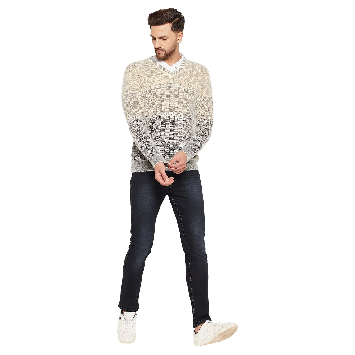 Duke Stardust Men Full Sleeve V-Neck Sweater (SDS2063)