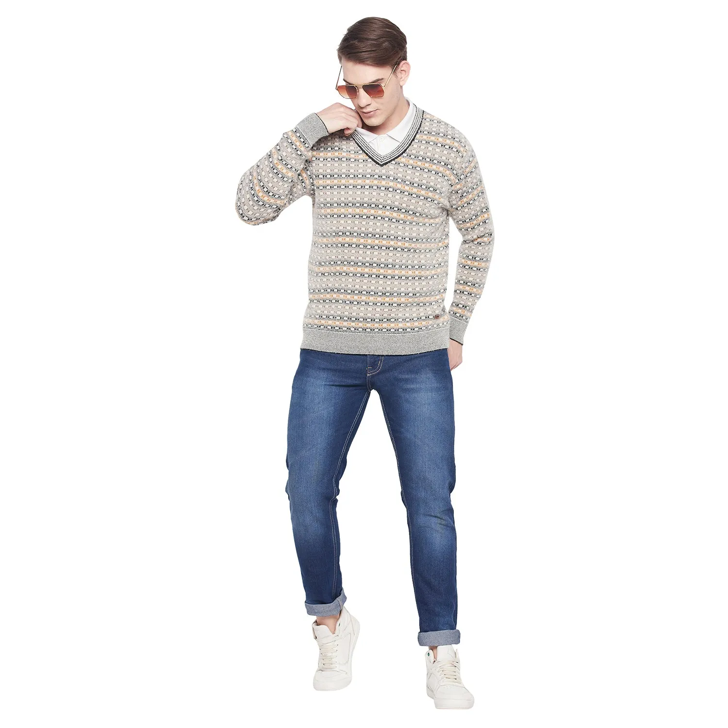 Duke Stardust Men Full Sleeve V Neck Sweater (SDS2064)