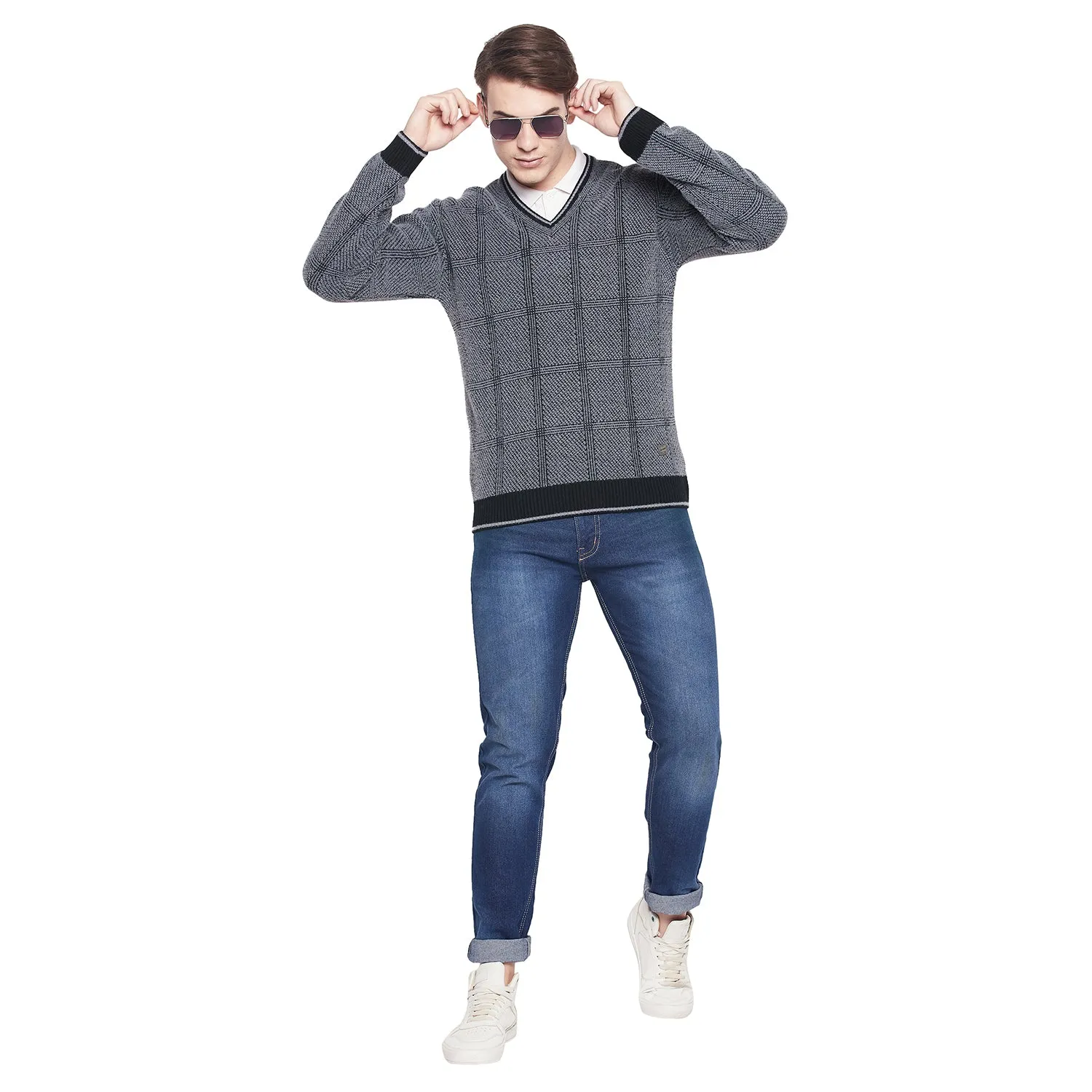 Duke Stardust Men Full Sleeve V Neck Sweater (SDS2067)