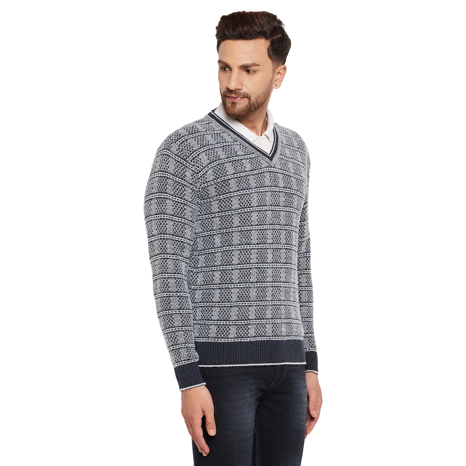 Duke Stardust Men Full Sleeve V-Neck Sweater (SDS2068)