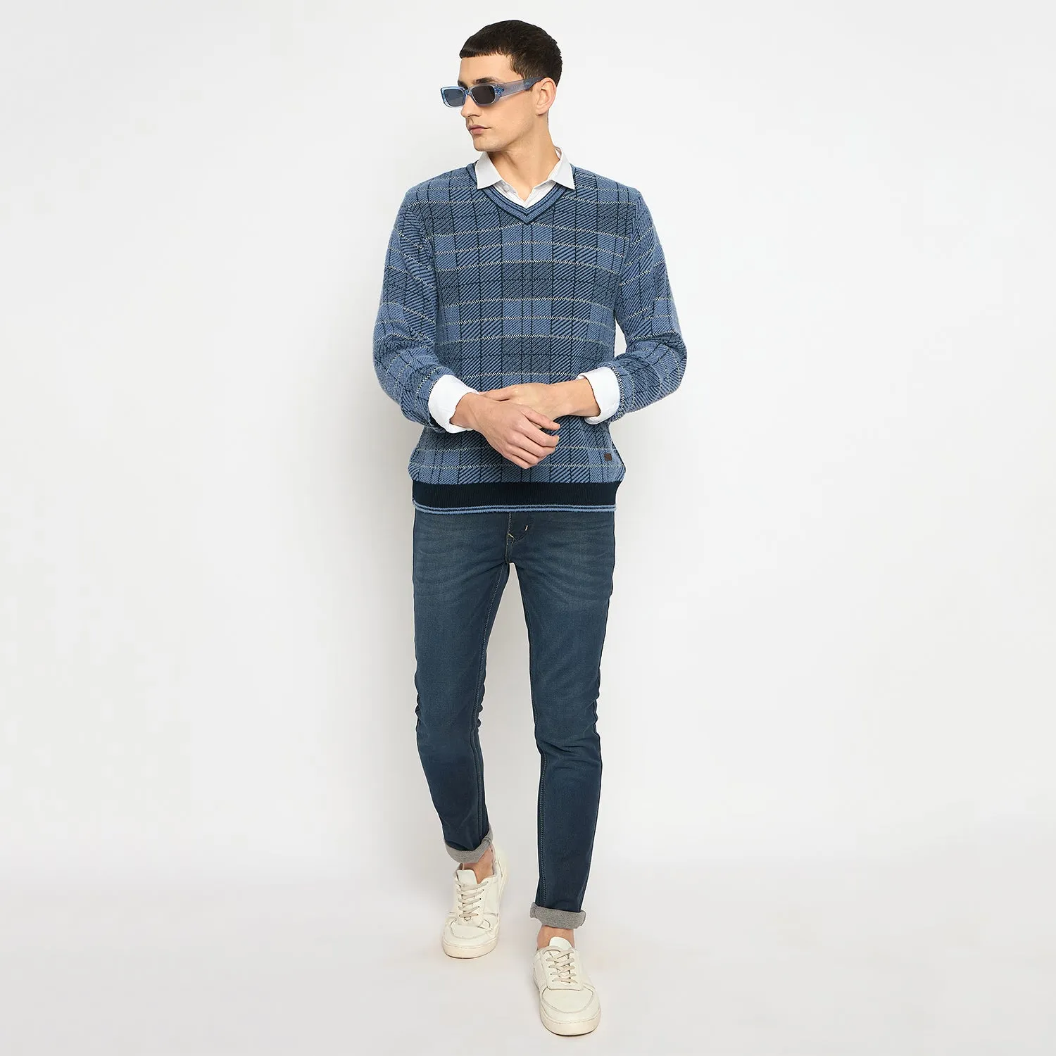Duke Stardust Men Full Sleeve V-Neck Sweater (SDS2126)
