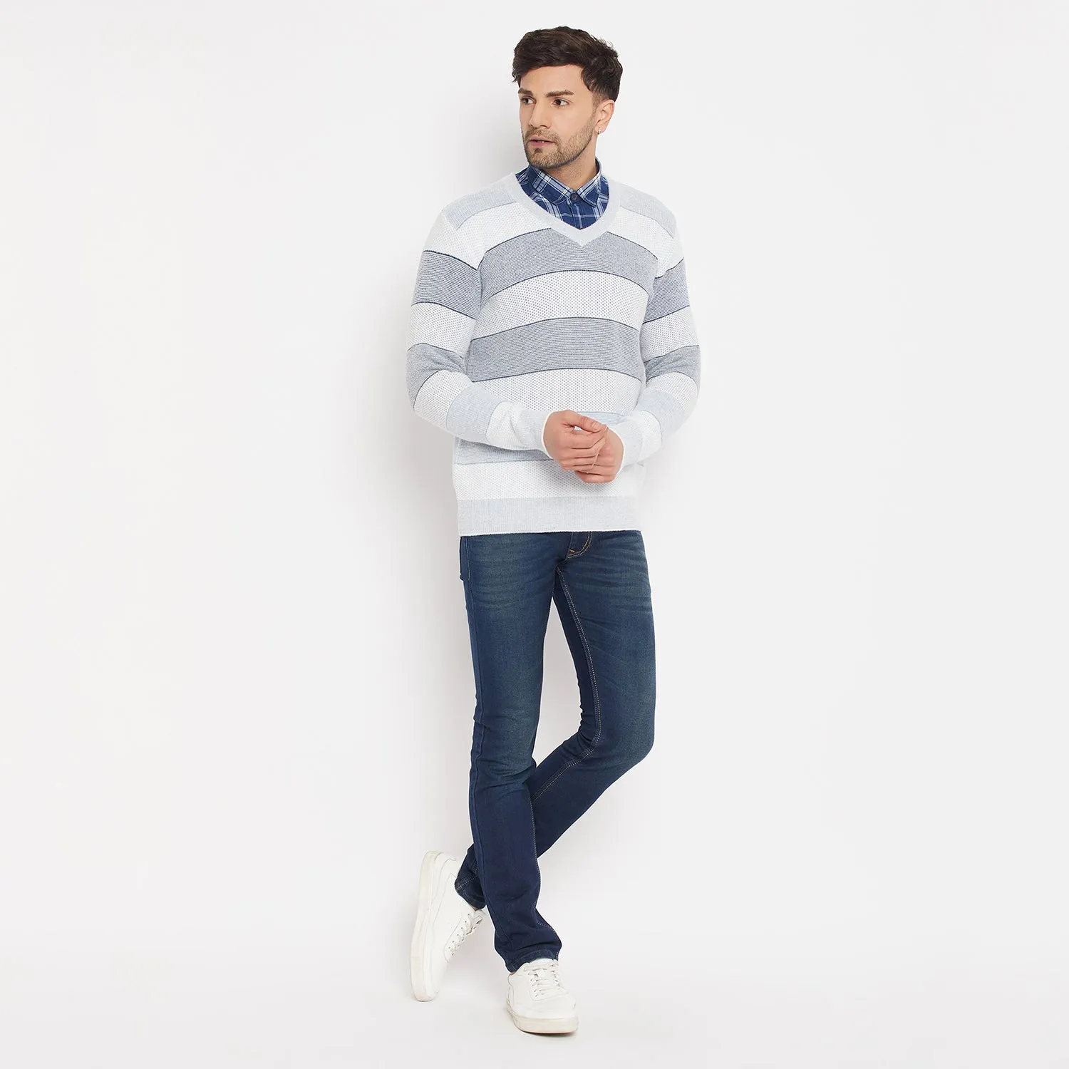 Duke Stardust Men Full Sleeve V-Neck Sweater (SDS2128)