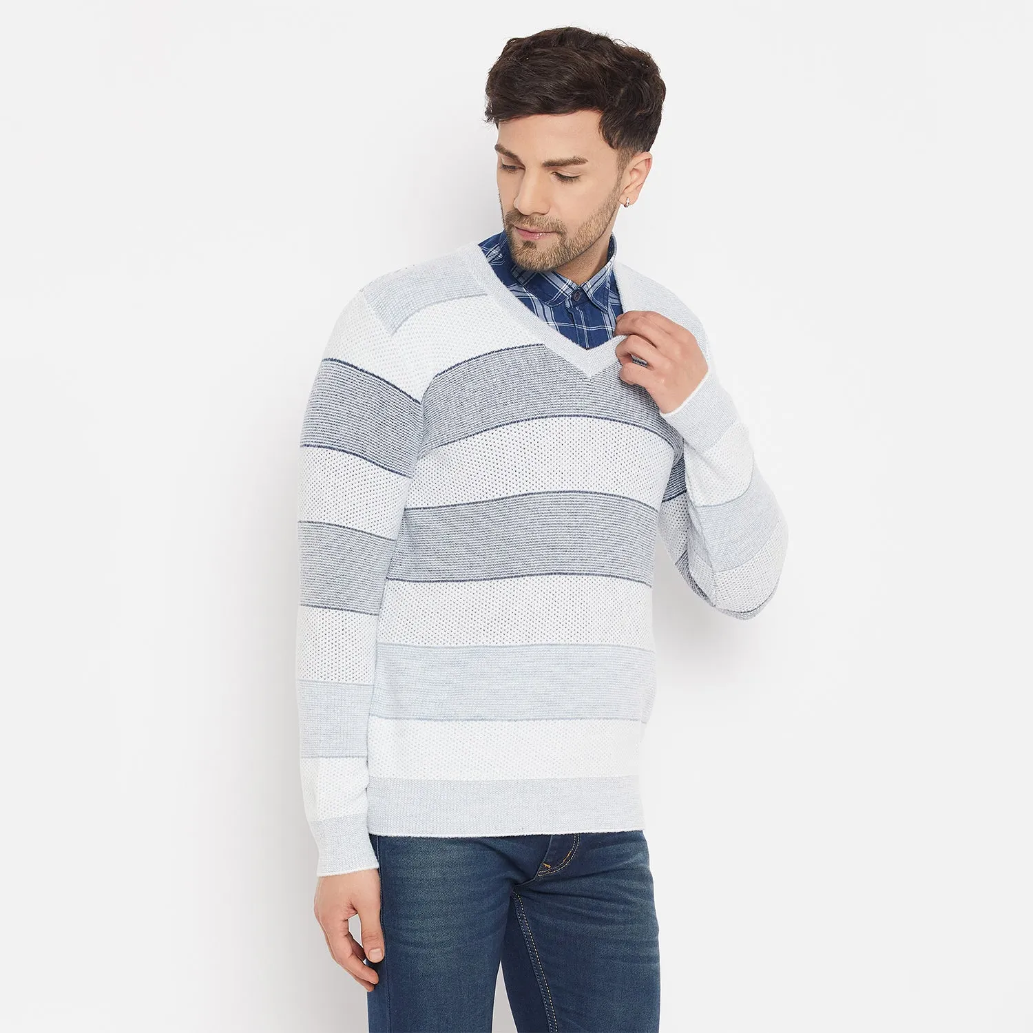 Duke Stardust Men Full Sleeve V-Neck Sweater (SDS2128)