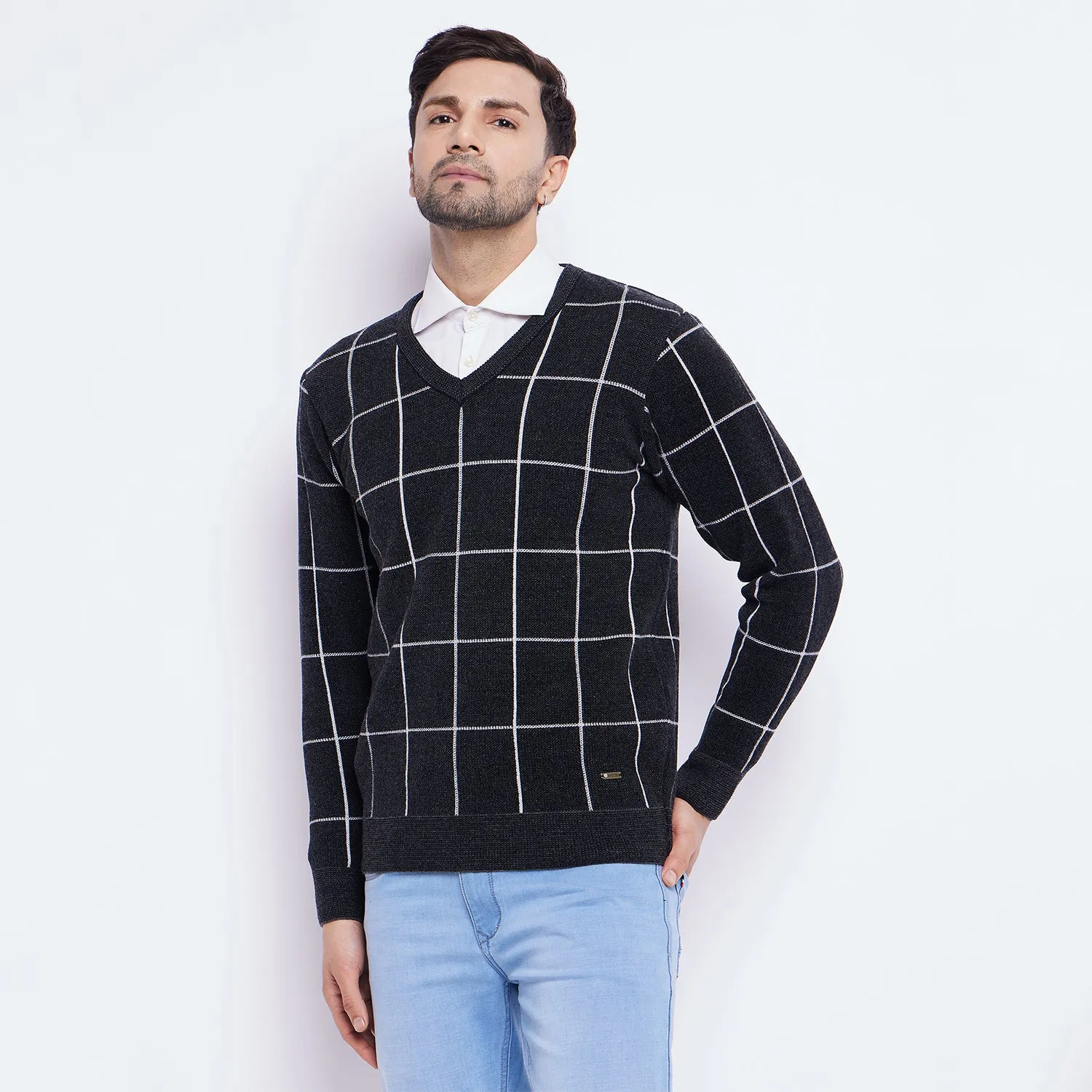 Duke Stardust Men Full Sleeve V Neck Sweater (SDS2141)