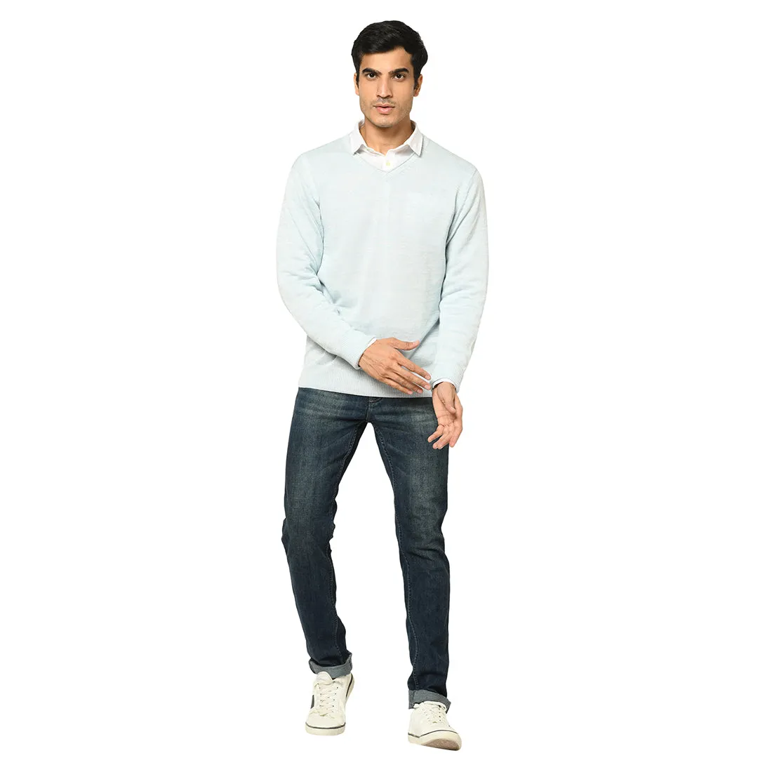 Duke Stardust Men Full Sleeve V-Neck Sweater (SDS373)