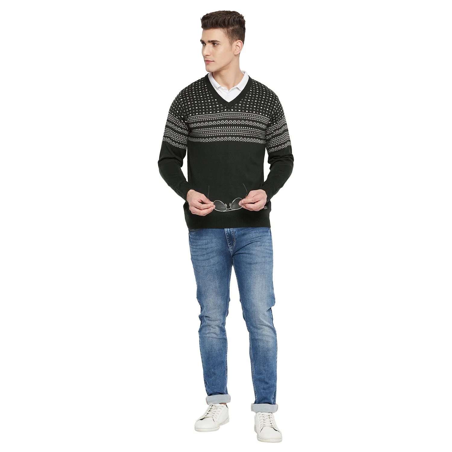 Duke Stardust Men Full Sleeve V Neck Sweater (SDS668)
