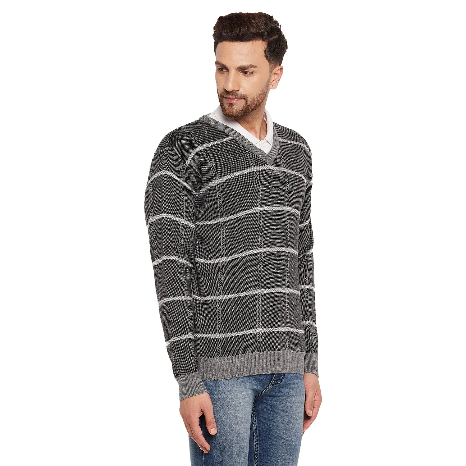 Duke Stardust Men Full Sleeve V-Neck Sweater (SDS708R)
