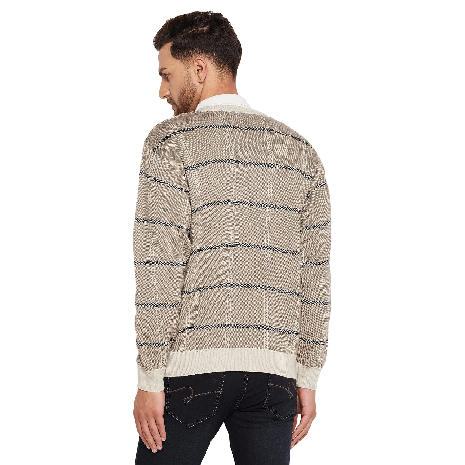Duke Stardust Men Full Sleeve V-Neck Sweater (SDS708R)
