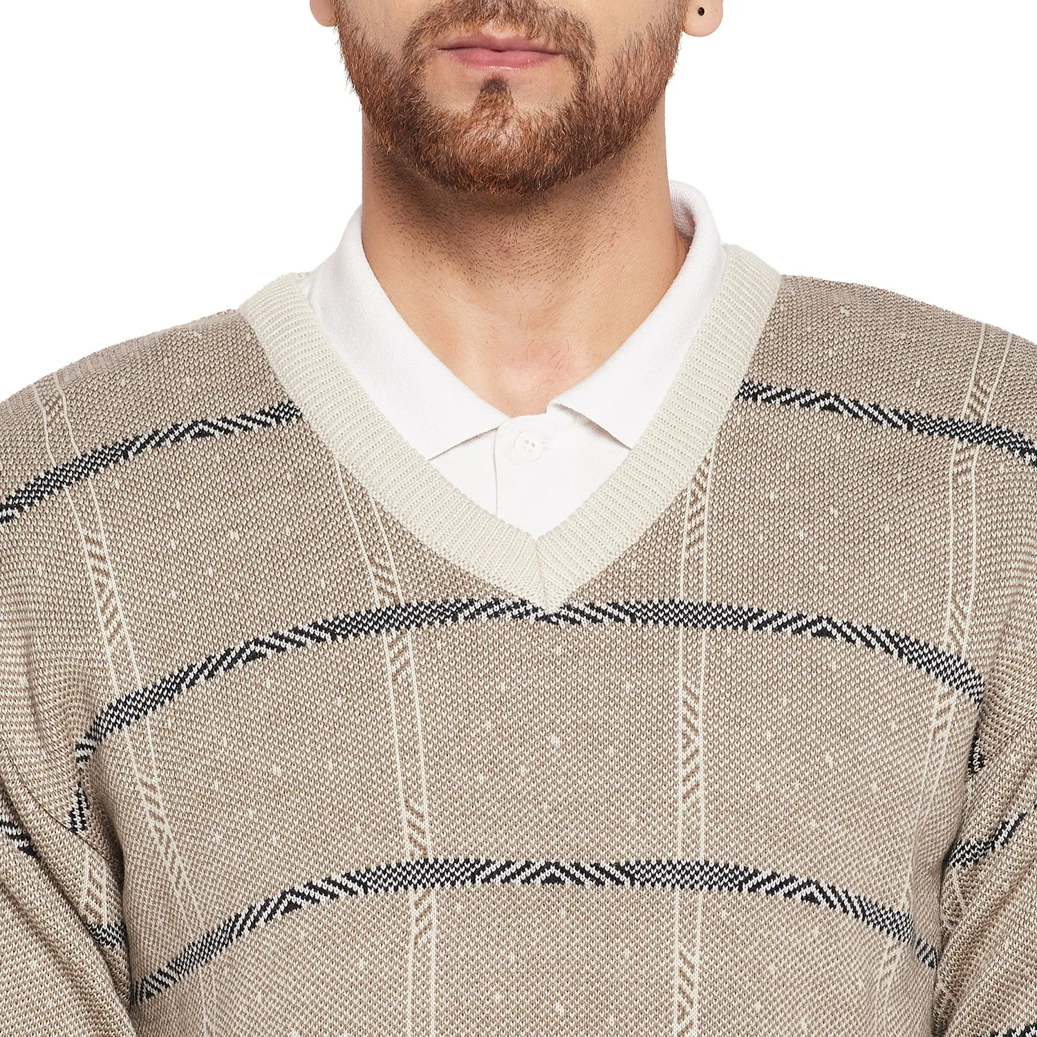 Duke Stardust Men Full Sleeve V-Neck Sweater (SDS708R)