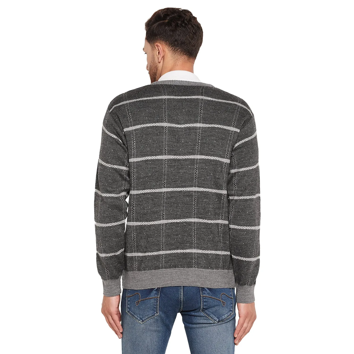 Duke Stardust Men Full Sleeve V-Neck Sweater (SDS708R)