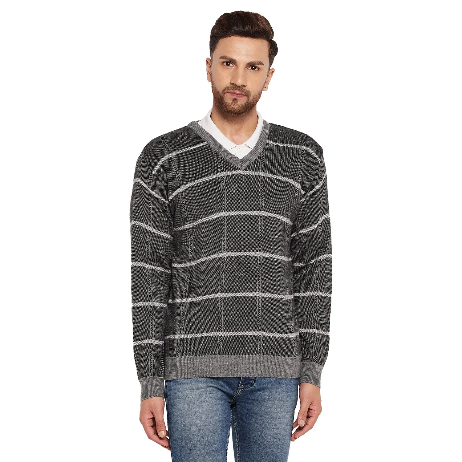 Duke Stardust Men Full Sleeve V-Neck Sweater (SDS708R)
