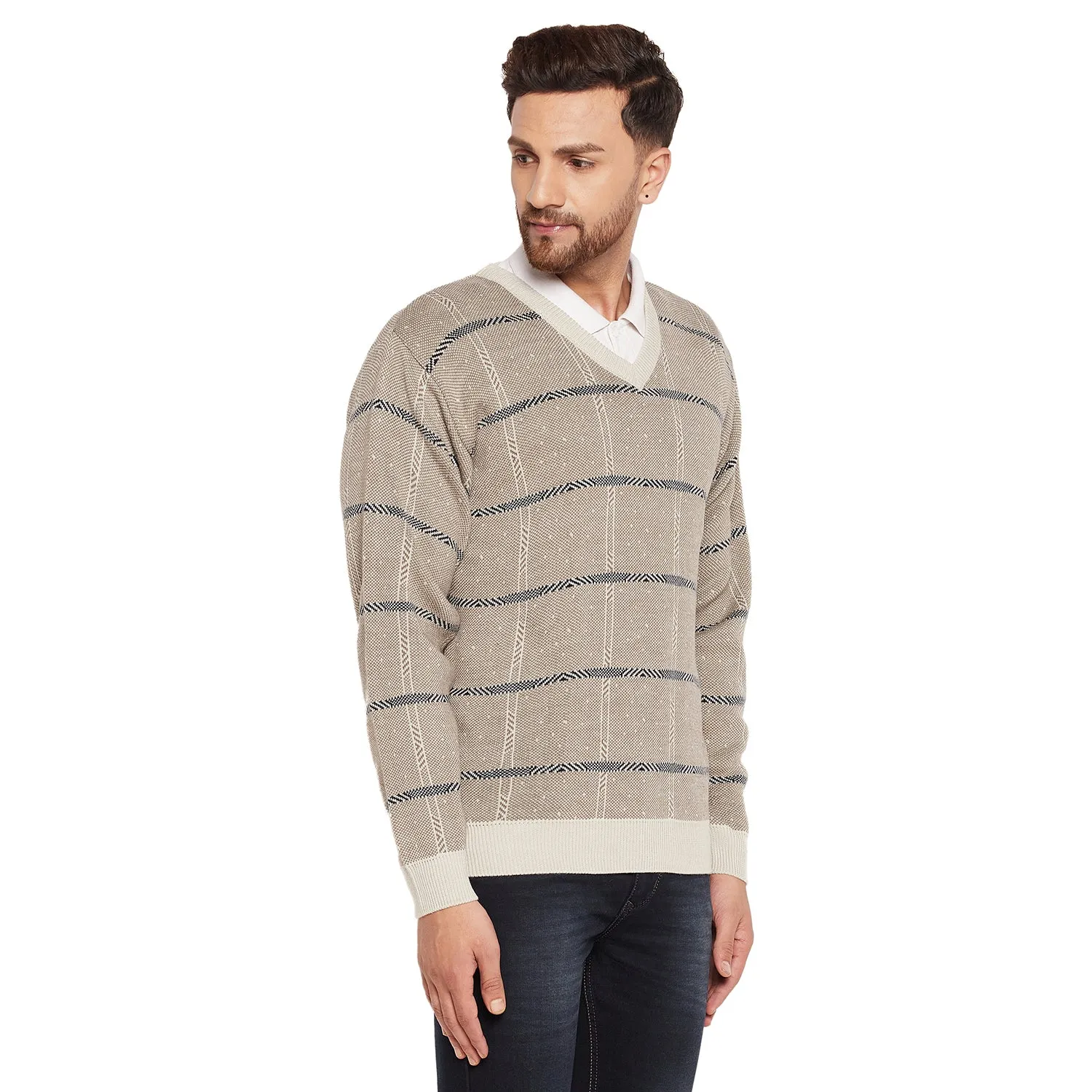 Duke Stardust Men Full Sleeve V-Neck Sweater (SDS708R)