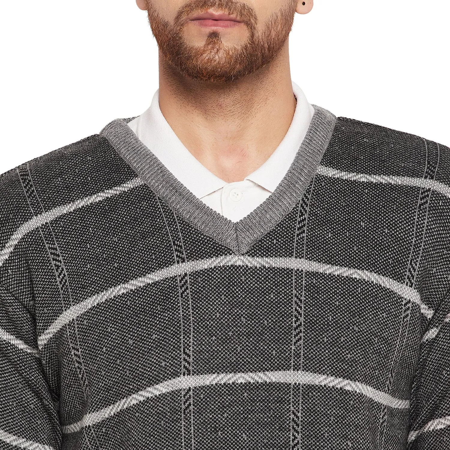 Duke Stardust Men Full Sleeve V-Neck Sweater (SDS708R)