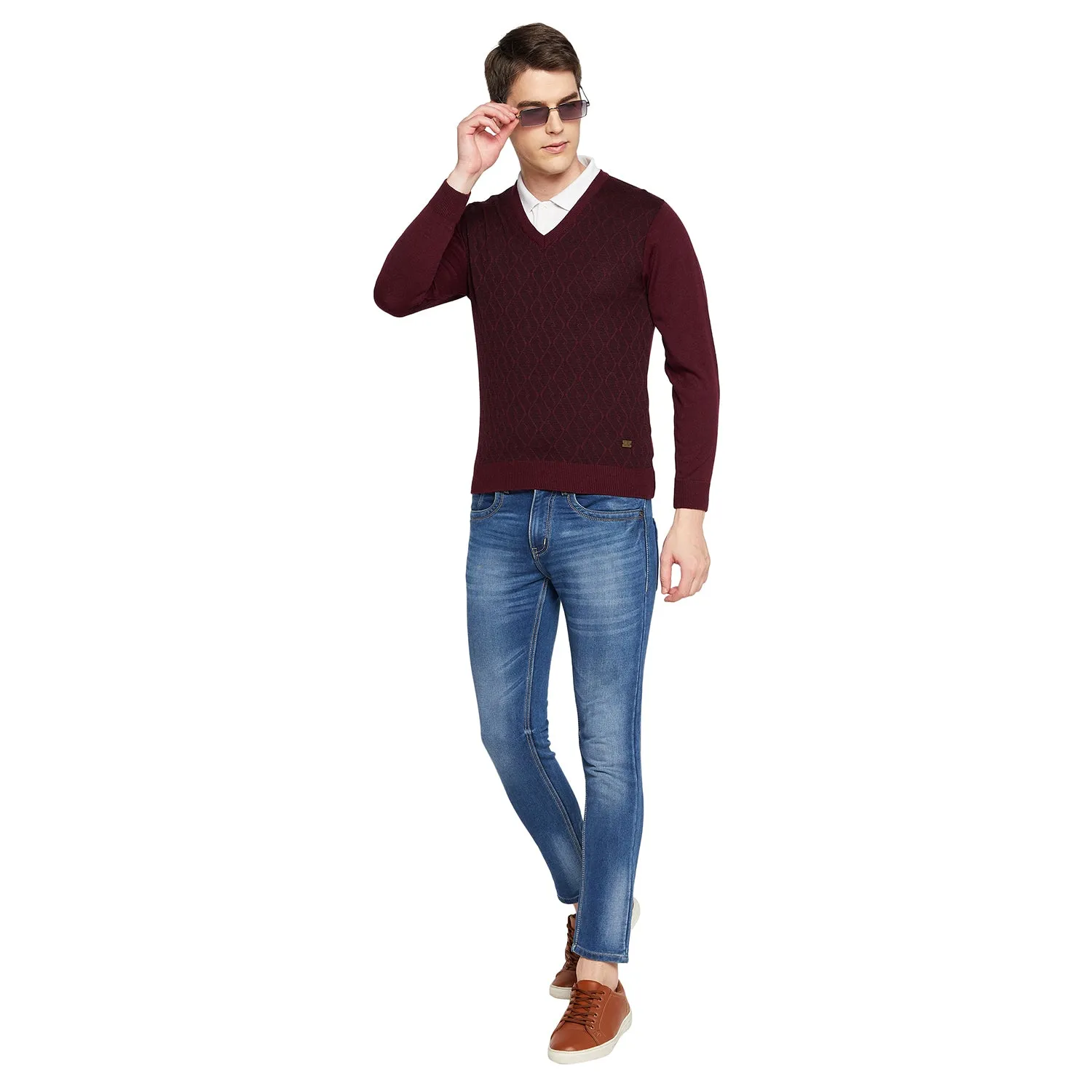 Duke Stardust Men Full Sleeve V Neck Sweater (SDS8090)