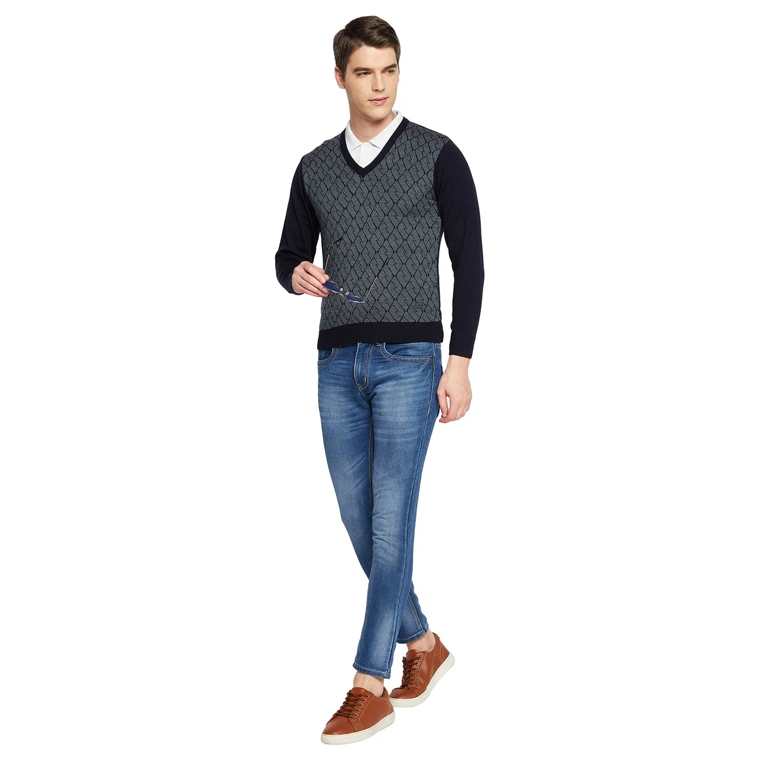 Duke Stardust Men Full Sleeve V Neck Sweater (SDS8090)