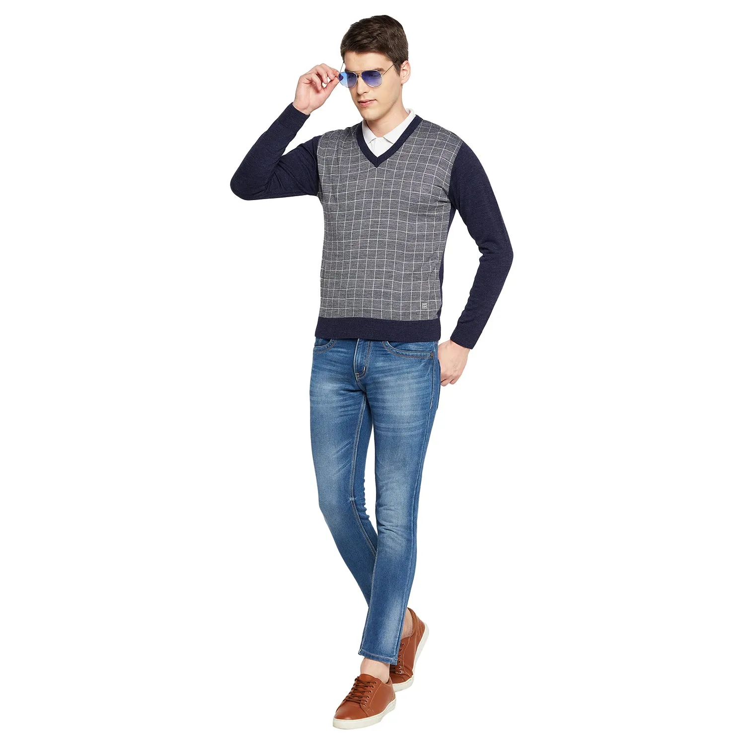 Duke Stardust Men Full Sleeve V Neck Sweater (SDS8095)