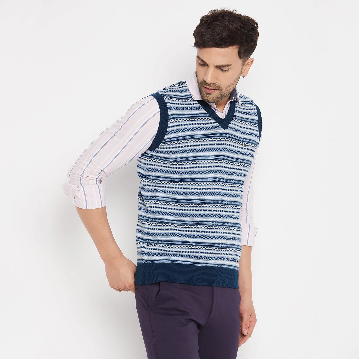 Duke Stardust Men Sleeveless V-Neck Reversible Sweater (SDS2167)