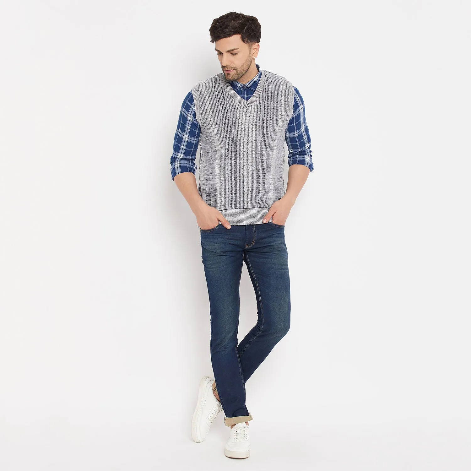 Duke Stardust Men Sleeveless V-Neck Reversible Sweater (SDS2171)