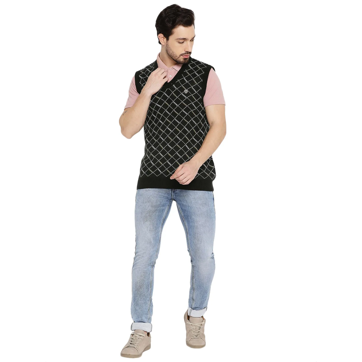 Duke Stardust Men Sleeveless V Neck Sweater (SDS2027)