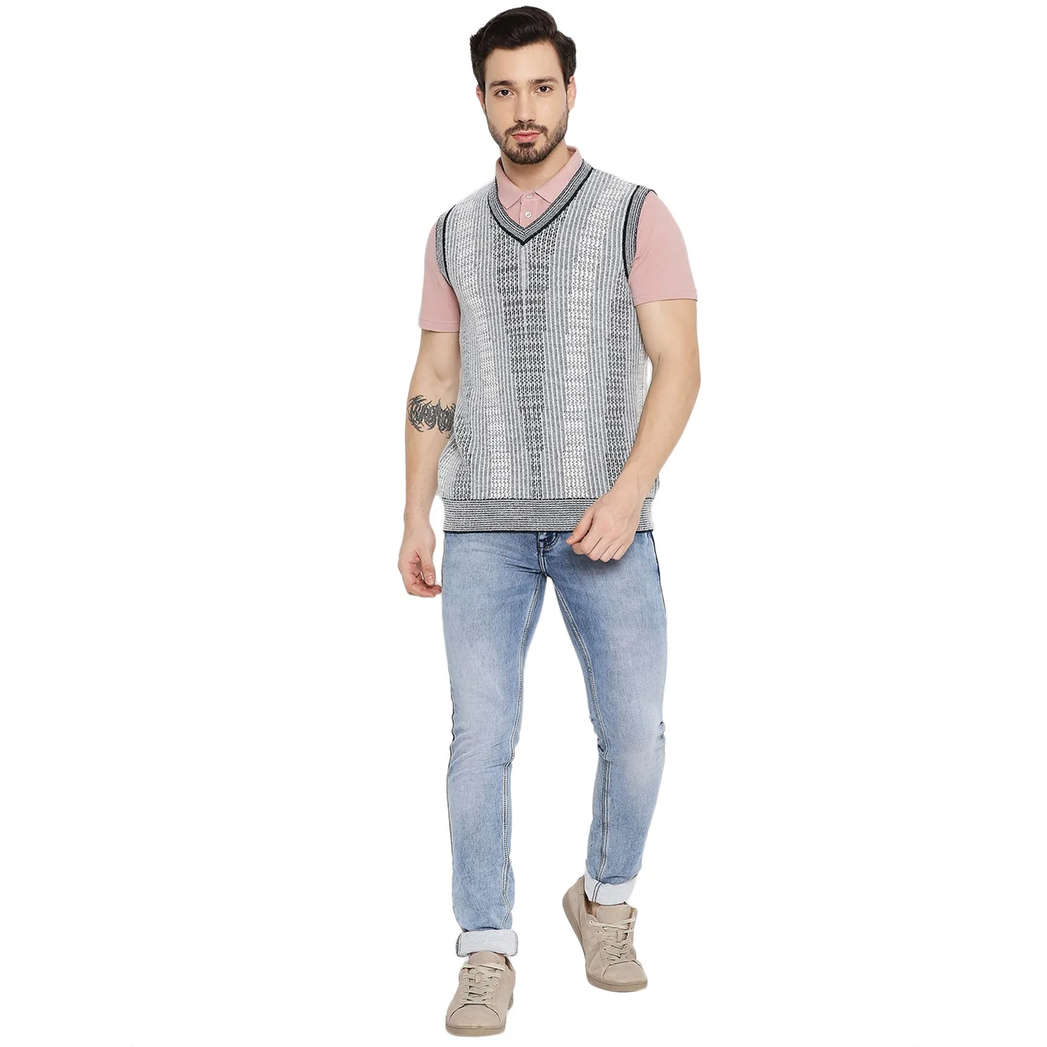 Duke Stardust Men Sleeveless V Neck Sweater (SDS2031)