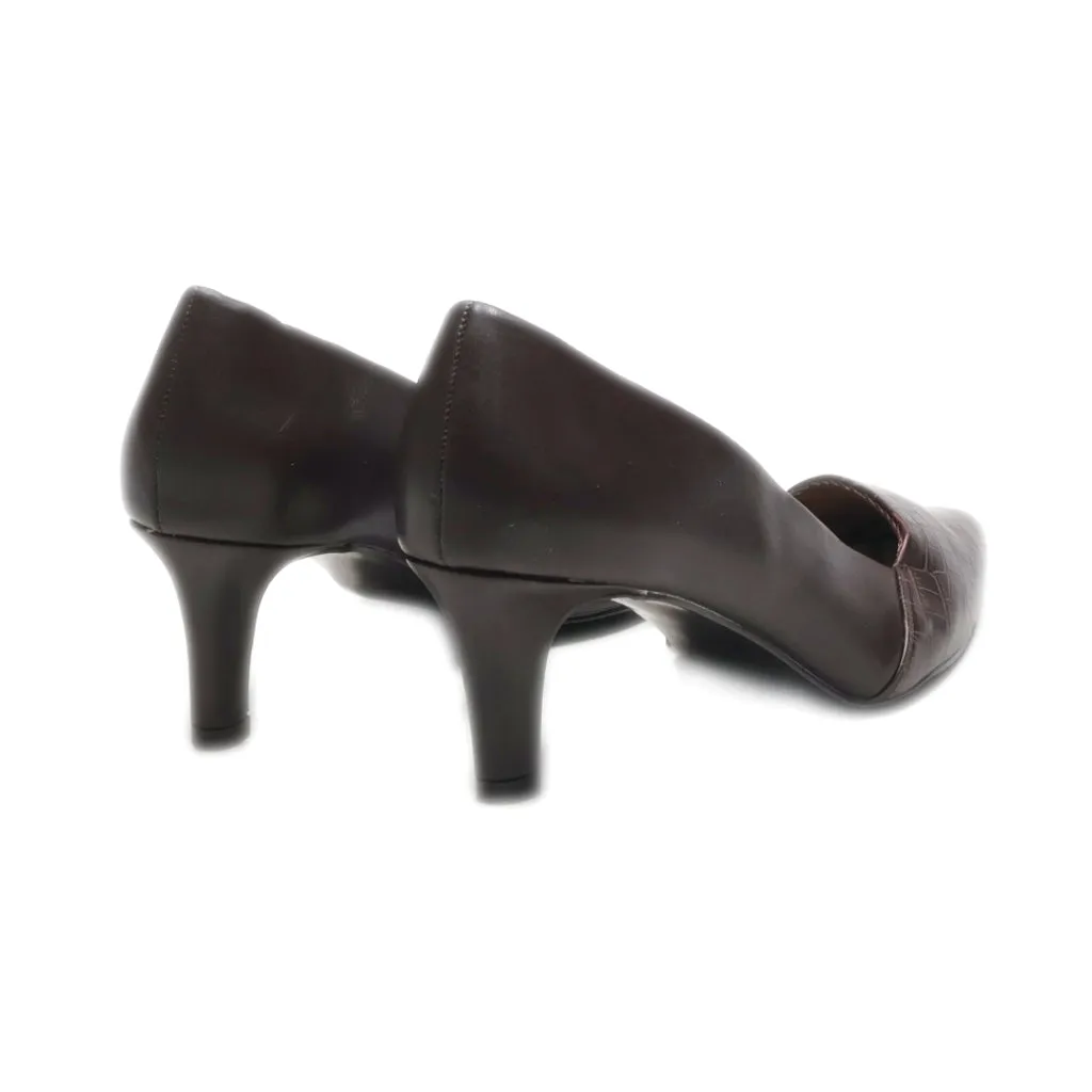 Easy Street Mid-Heel Shoes Leather Brown Colour For Women