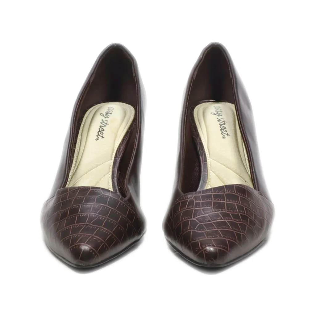 Easy Street Mid-Heel Shoes Leather Brown Colour For Women