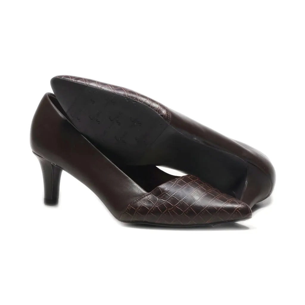 Easy Street Mid-Heel Shoes Leather Brown Colour For Women