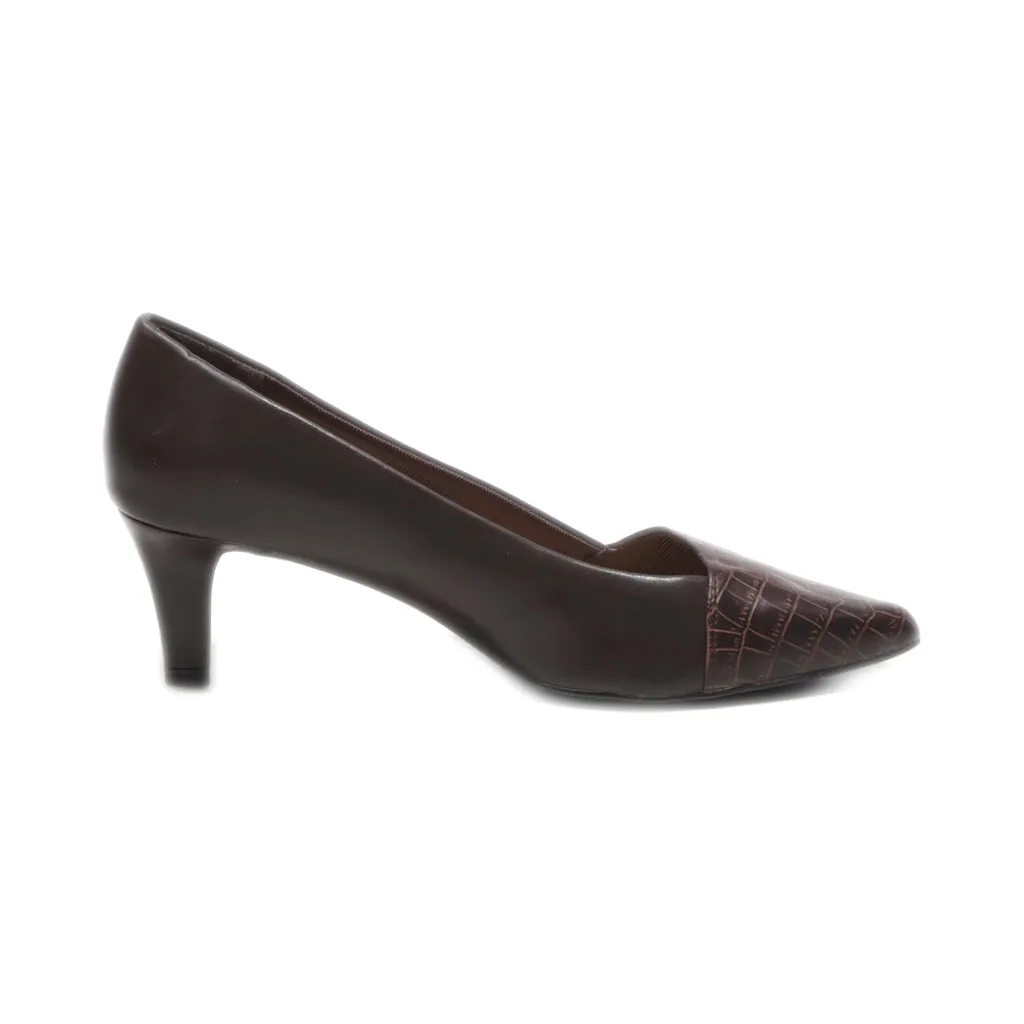 Easy Street Mid-Heel Shoes Leather Brown Colour For Women