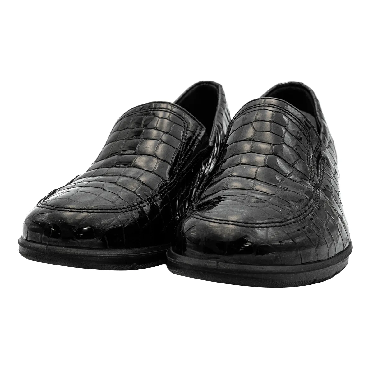 Ecco Felicia Croc Pattern Loafers Patent Leather Black Colour For Women