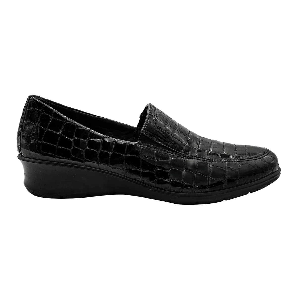 Ecco Felicia Croc Pattern Loafers Patent Leather Black Colour For Women