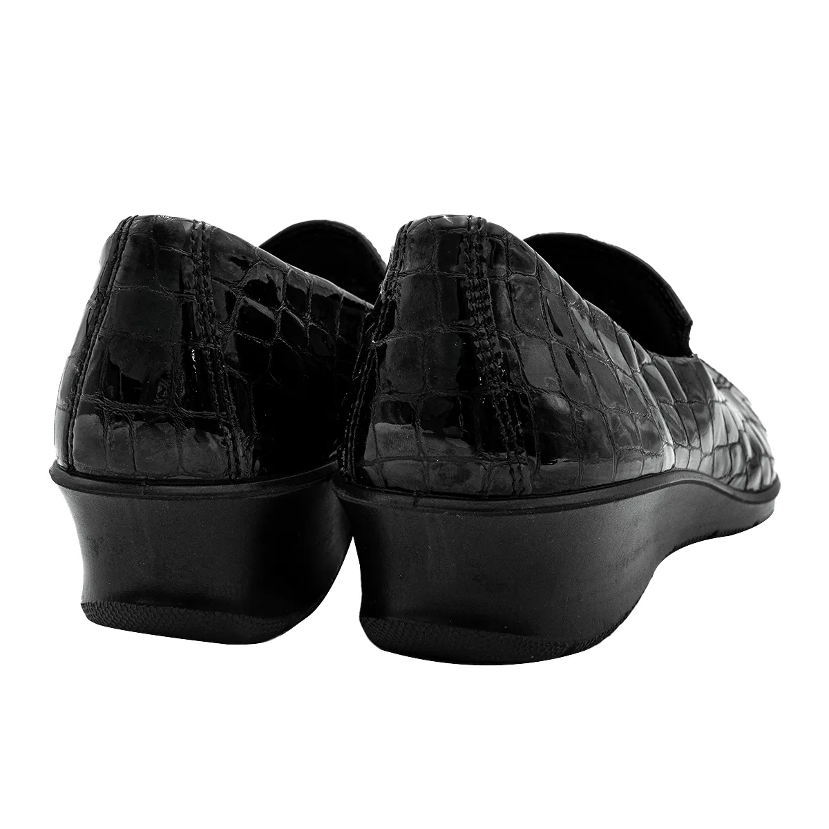 Ecco Felicia Croc Pattern Loafers Patent Leather Black Colour For Women