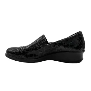 Ecco Felicia Croc Pattern Loafers Patent Leather Black Colour For Women