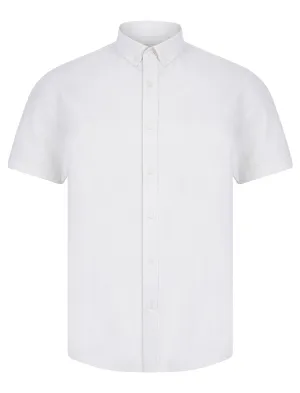 Elbury 3 Short Sleeve Cotton Twill Shirt in Bright White - Tokyo Laundry