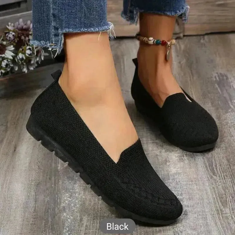 Elegant Casual Mesh Flats Shoes Fashion Solid Color Round Toe Loafers Cozy Lazy Shoes for Women